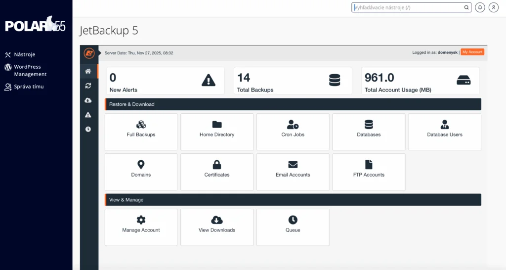 Cpanel Jetbackup5 Zalohy