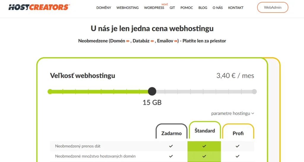1 Hostcreators Vyber Tarifu