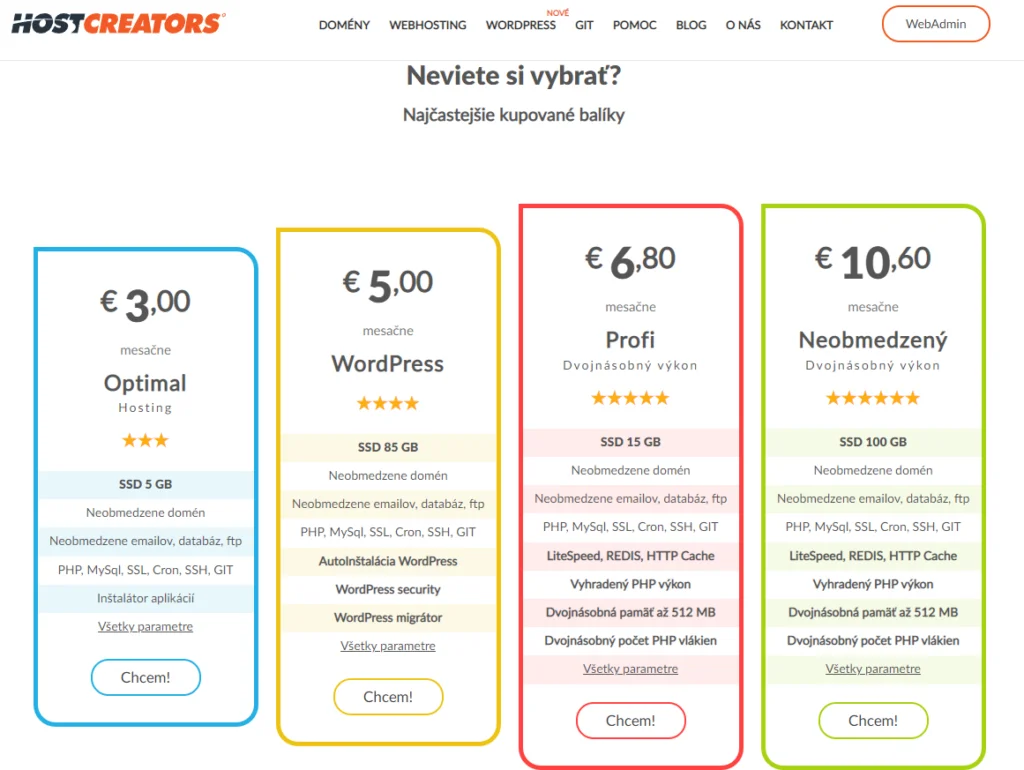 2 Hostcreators Vyber Tarifu Nejcastejsi Tarify
