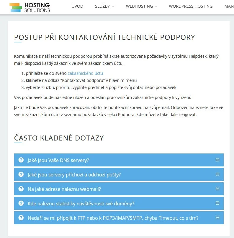 Znalostní báze HostingSolutions