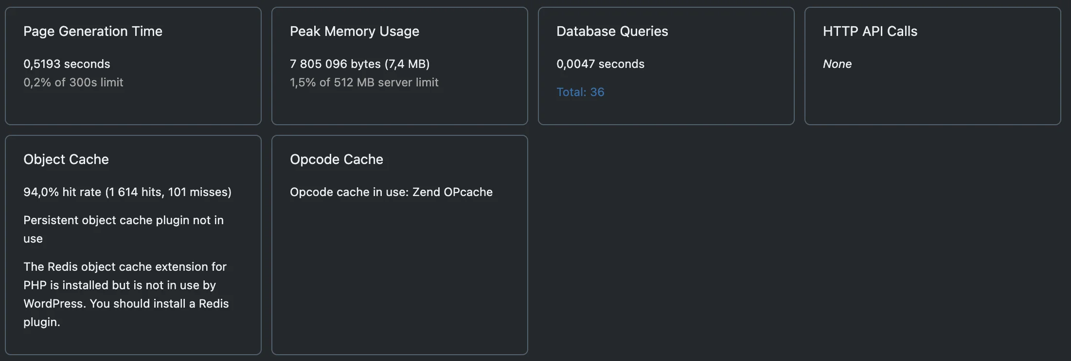 Query Monitor – čistá instalace WordPress