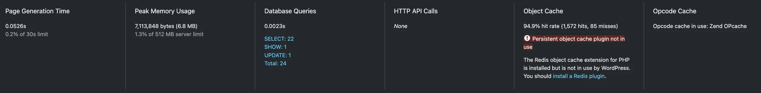 Query Monitor — clean install