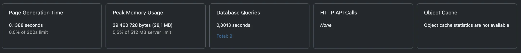 Query Monitor – WooCommerce s Redisem, 9 databázových dotazů