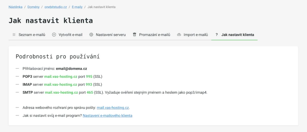 Vas Hosting Recenze Nastaveni Emailu