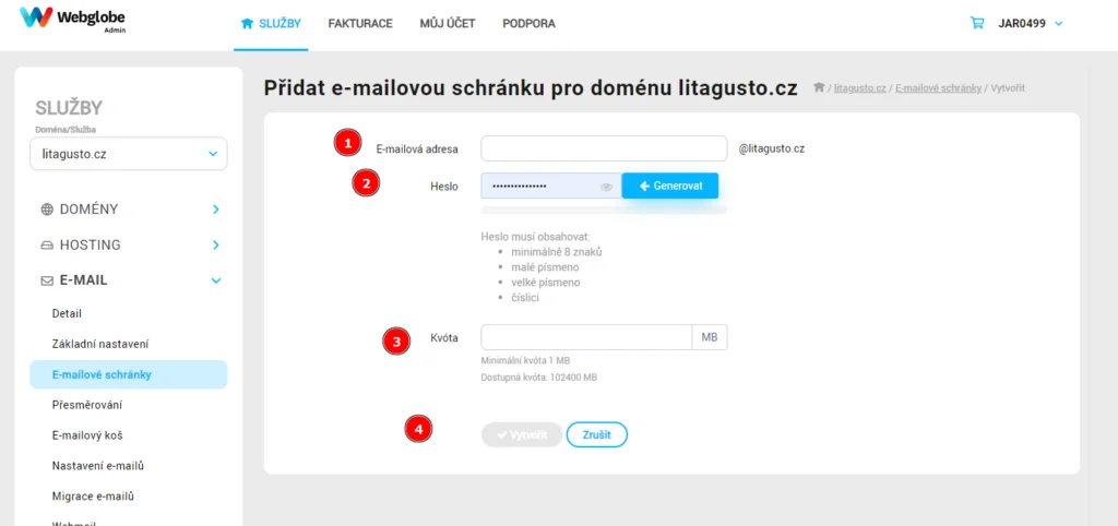 3 Webglobe Zalozeni E Mailove Schranky