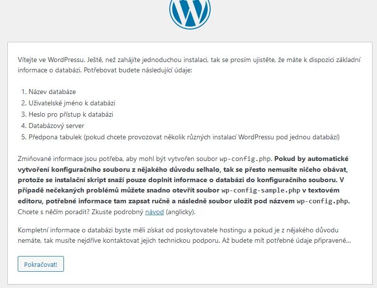 instalace wordpress