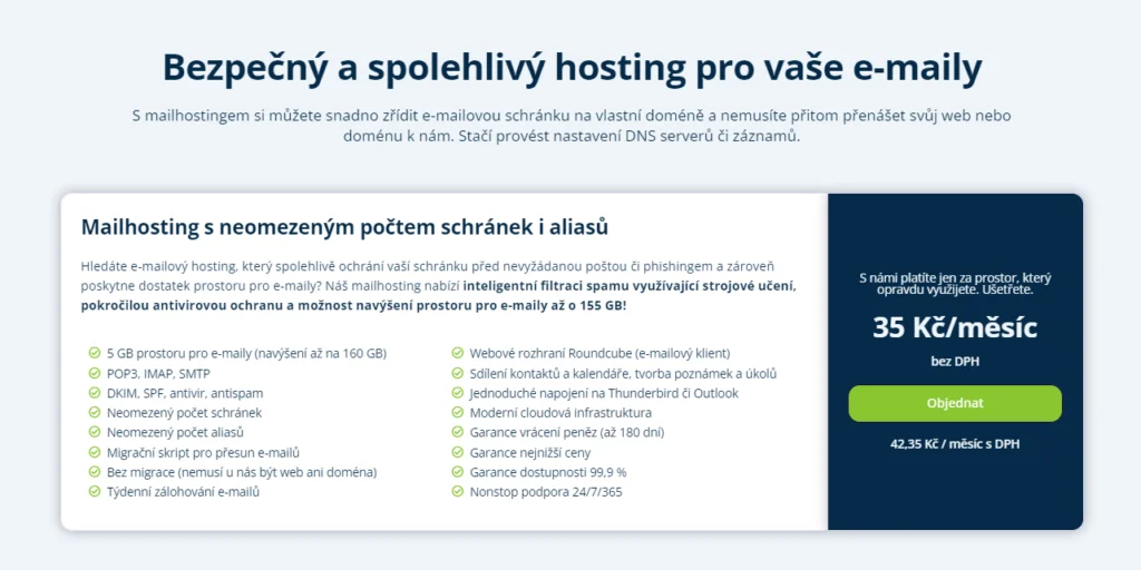 Wedos Mailhosting Parametry