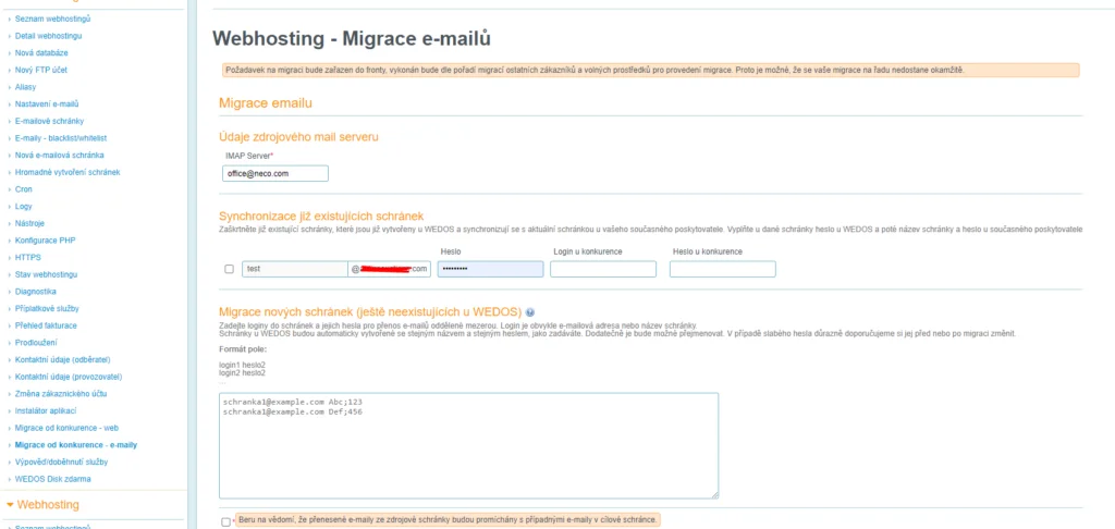Wedos Mailhosting Nastaveni Migrace