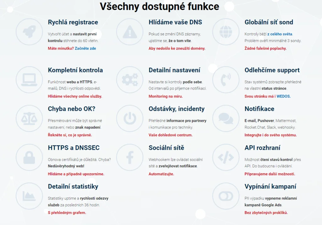 Funkcie Wedos Online